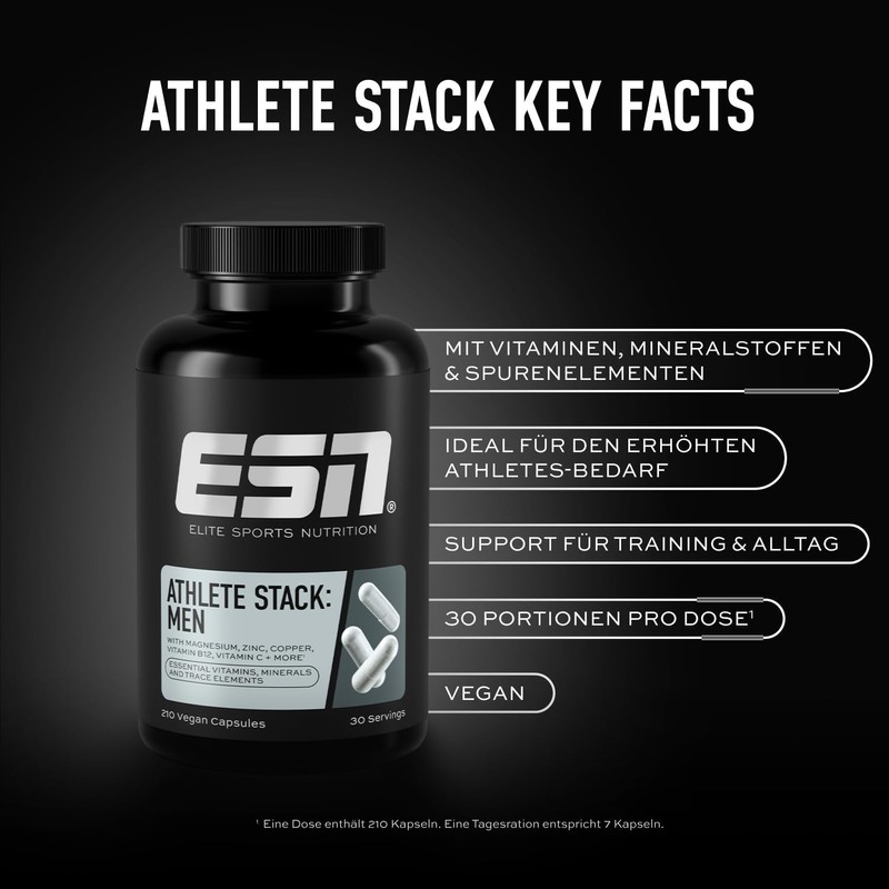 ESN Athlete Stack Men 2.0, 210 Capsules, All Essential Vitamins