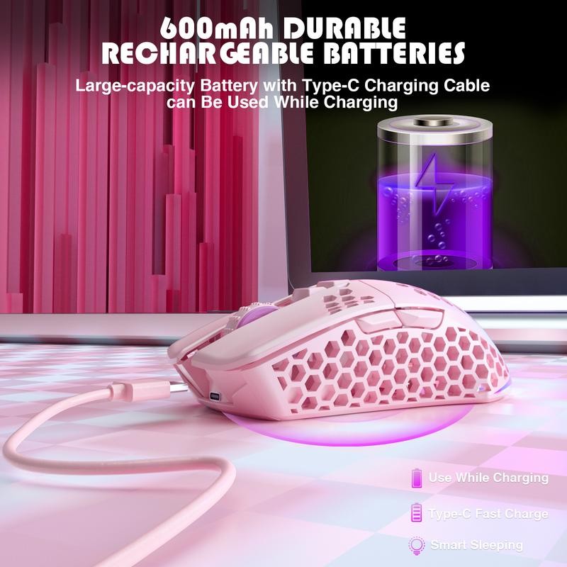 Solakaka SM600 Wireless RGB Esports Gaming Mouse,Tri-Mode Connection 2.4G/BT5.0/USB Wired