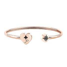 CENWA Long Distance Friendship Compass Bracelet Compass Jewelry Gift for Traveler Adventure Gift Long Distance Relationship Gift for Girlfriend (Compass RG)