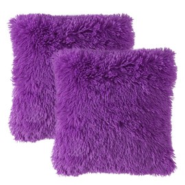 MIULEE Pack of 2 Luxury Faux Fur Throw Pillow Cover Deluxe Decorative Plush Pillow Case Cushion Cover Shell for Sofa Bedroom Car 18 x 18 Inch Purple