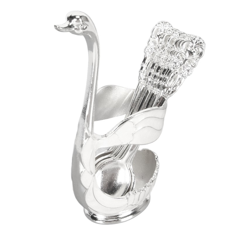 Silver Swan Dinnerware Set Swan Base Holder Teaspoon Cutlery Set