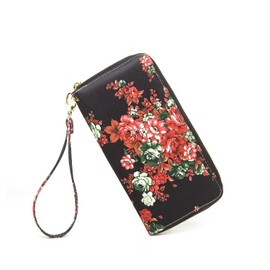 LOVESHE Women's Wallet Zip Around Wallet for Women Clutch Purse Wristlet Clutch Wallet with Zipper for Women Bohemian style Wallet RFID Blocking Wallet Credit Card Wallet, SFlower-518