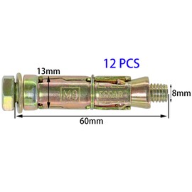 12 PCS Heavy Duty Expansion Bolts,Shield Anchor Bolts (M8)