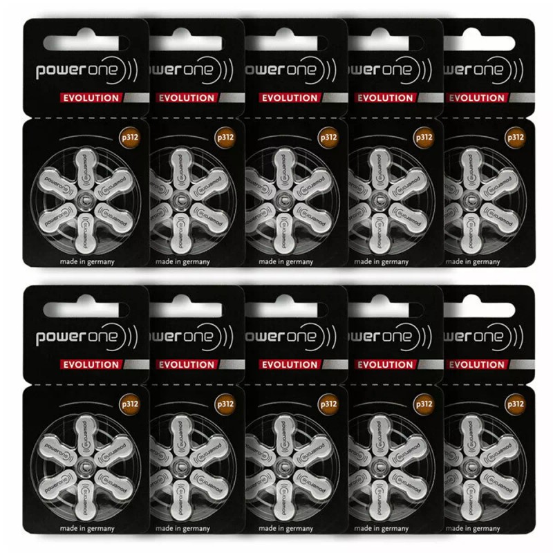 Power One EVOLUTION Size 312 Hearing Aid Battery (60 Pack)