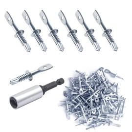 130Pack Self Tapping Screws 2" Eye Lag Wood Screws with 1Pcs Driver Drilling Point Dura-Screws Zinc Plated Heavy Duty Eye Lag Self Drill Screw(SelfTappingScrews, 130)