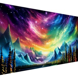 ijbnhd 5D Large Aurora Diamond Painting Kits for Adults，DIY Mountain Full Drill Crystal Rhinestone Arts and Crafts Forest Gem Art Home Wall Decor Gift(28X 16inch)