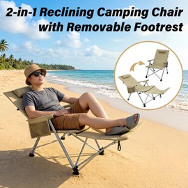 BDL Reclining Camping Chair with Foot Rest, Adjustable Back, Heavy Duty