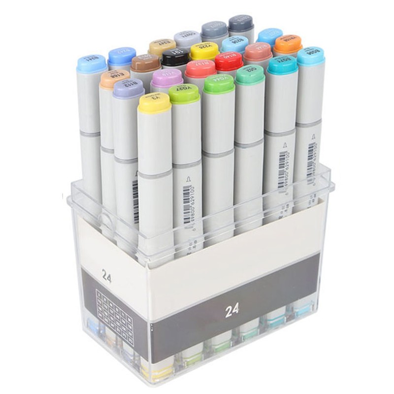 24 Colors Alcohol Double Head Art Marker Pen Clothes Drawing