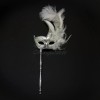 BeyondMasquerade Handheld Stick Venetian Masquerade Mask for Women Silver White