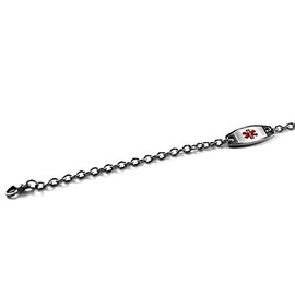 My Identity Doctor - Engraved Latex Allergy Small and Light Medical Alert Bracelet, Stainless Steel, ID Card Included