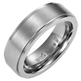 Men's DAD Titanium 7mm Ring Engraved Love You Dad with Gift Pouch by Willis Judd, Size Z+4