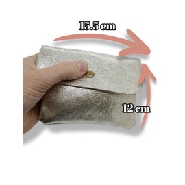 Générique Italian Leather Wallet with ID Card Holder and Credit Card Holder in Metallic Leather, Size L, Gold, porte carte d 'identité, Minimalist