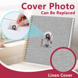 Vienrose 10X10 Inch DIY Scrapbook Album Linen Arch Window Photo Album 40 Blank Pages Scrap Book Photo Albums for Wedding Baby Shower, Gray
