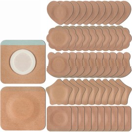 50 Pcs Disposable Castor Oil Patches,Spunlace Absorbent Wrap Organic Cotton,Highly Absorbent,Leak-Proof,Self-Adhesive,No Wash,Breathable,Portable(Oil Not Included)(Mix Shape,Skin Color)