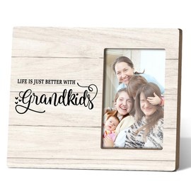 BSNZZIO Family Picture Photo Frame, Grandkids Picture Frame Family Picture Frame for Grandparents, Memere Gifts Birthday Gifts for Grandpa Grandma, 4x6 Wooden Photo Frame -DAXK17