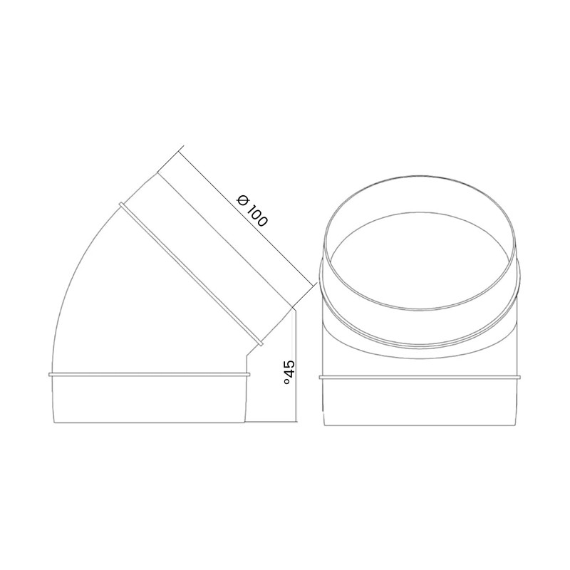H&C VENT Pipe Elbow 45 Degrees - Exhaust Pipe, Ventilation