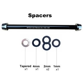 Bike Trainer Thru Axle Adapter for Bicycle Indoor Trainers 12MM Axle 1.0/1.5/1.75 Thread Pitch Multiple Length (M12 181-1.75)