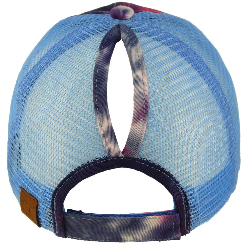 C.C Gorra de béisbol lisa para cola de caballo, moños,