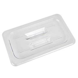 TrueCraftware- 1/4 Size Solid Polycarbonate Handled Food Pan Lid Clear Color-Food Storage Container Cover Restaurant Commercial Hotel Pans Cover for Food Prep Fruits Vegetables Beans Corns