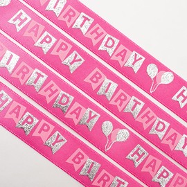Italian Options Happy Birthday 16mm Satin Ribbon 10m Hot Pink