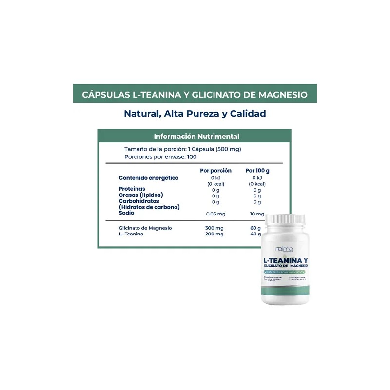 L- Teanina Y Glicinato De Magnesio 500 Mg - 100