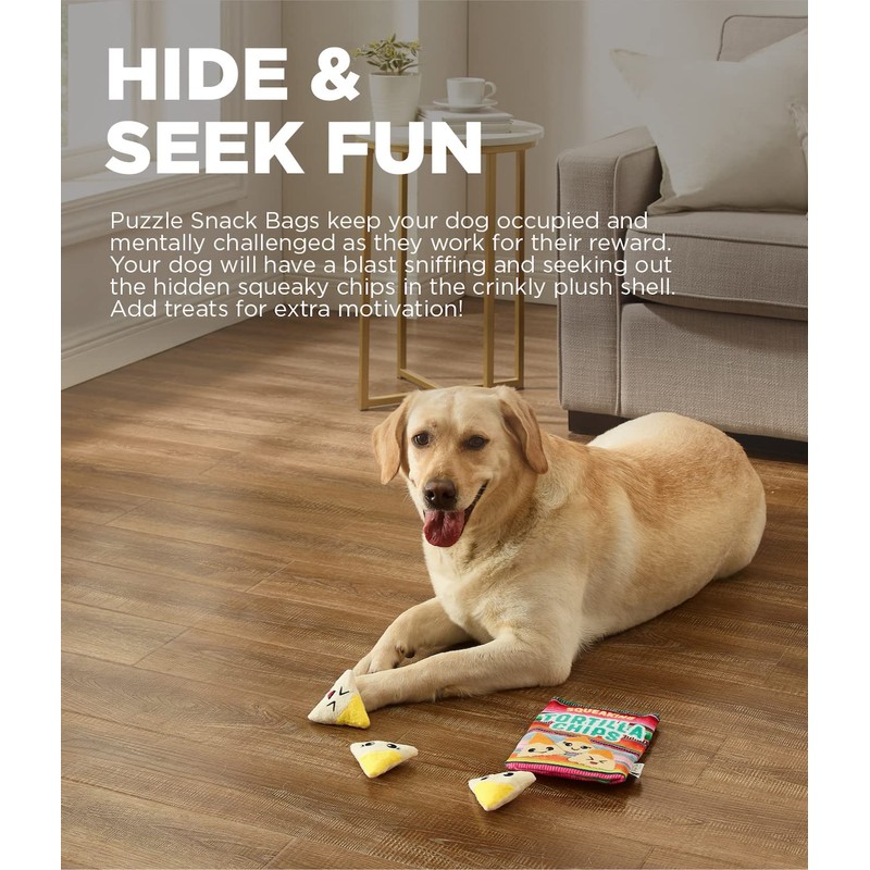 Outward Hound Snack Bag Tortilla Chips Puzzle Squeaky Dog Toys
