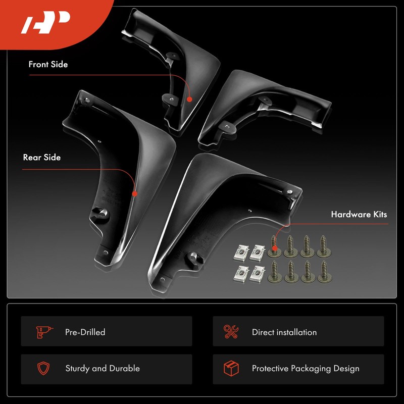 A-Premium Set of 4PCS Mud Flaps Splash Guards Mudguards Mudflaps