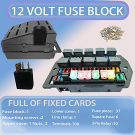 TIERXIALY Relay Fuse Block with 10 Pack 5 Pin 30A Relays Slots and 40 ATC/ATO Fuse Slots Universal Relay Box 12V-24V On/Off Switch Panel for Car SUV Truck
