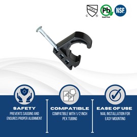 25 Pcs XFITTING 1/2 Inch J-Hook with Nail For Pex Tubing Pipe Support, 26-4-2=25XX