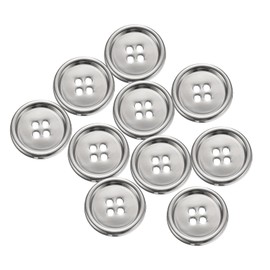 HARFINGTON 10pcs Metal Sewing Button, 23mm 4-Hole Round Suit Shirts Coats Clothes Sewing Buttons for Decoration Craft, Silver
