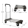 LEADALLWAY Platform Cart Foldable Push Cart Aluminum Adjustable Length Flatbed
