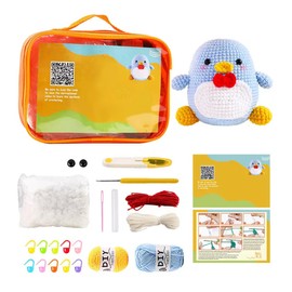 AiNinXun Kids Crochet Hooks Set for Beginners Adults Complete Crochet Knitting Kit with Accessories Tools Crochet Starter Kit for DIY Handcrafts with Instructions (Penguin)