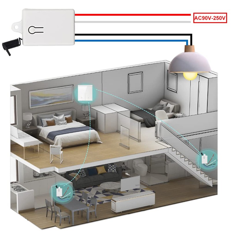QIACHIP Wireless Light Switch with Transmitter and Receiver Kit, Wireless