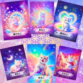 Magical Cat Card | Cat Healing Founder Heart Lotus (here) | 16 Cards with Japanese Instruction Paper