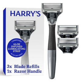 Harry's Original Shaving Kit for Men - Razor Handle and 3 Razor Blade Refill Cartridges - German Engineered - Charcoal