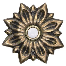 Waterwood Solid Brass Radiance Doorbell in Antique Finish - Wired & Illuminated Push Button from Environmentally Friendly Recycled Material