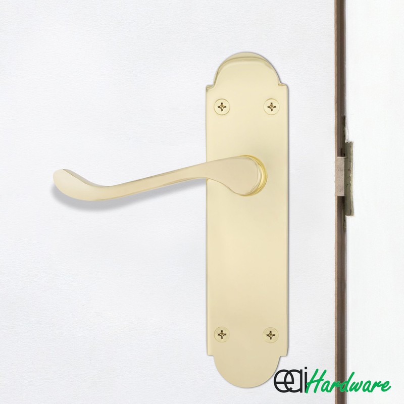 EAI Polished Brass Door Handles - Victorian Scroll Shaped |