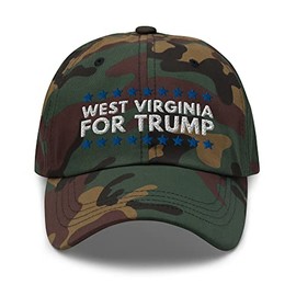 West Virginia for Trump Dad Hat - Embroidered Baseball Cap - Republican Trump 2024 Gift Green Camo