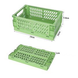 TORASO 4 Pack Mini [15cm L x 10cm W x 5.7cm H] Plastic Baskets for Shelf Storage Organizing, Durable and Reliable Folding Storage Crate, Ideal for Home Kitchen Classroom (Green,4pcs).CA