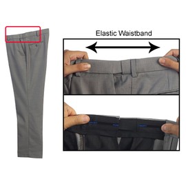 Gioberti Men's Hidden Expandable Waist Dress Pants, Navy, Size 38-32