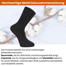 10 Pairs of Men's Women's Long Sports Work Socks in Size 43-46/47-49 for Men, 35-38/39-42 Breathable, charcoal