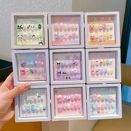 [Overseas] Cinnamoroll Nail Sticker Couomi Children's Cartoon Nail Sticker Little Girl Baby Wearable Nail Sticker Free Size/ 2 pandas 30ea