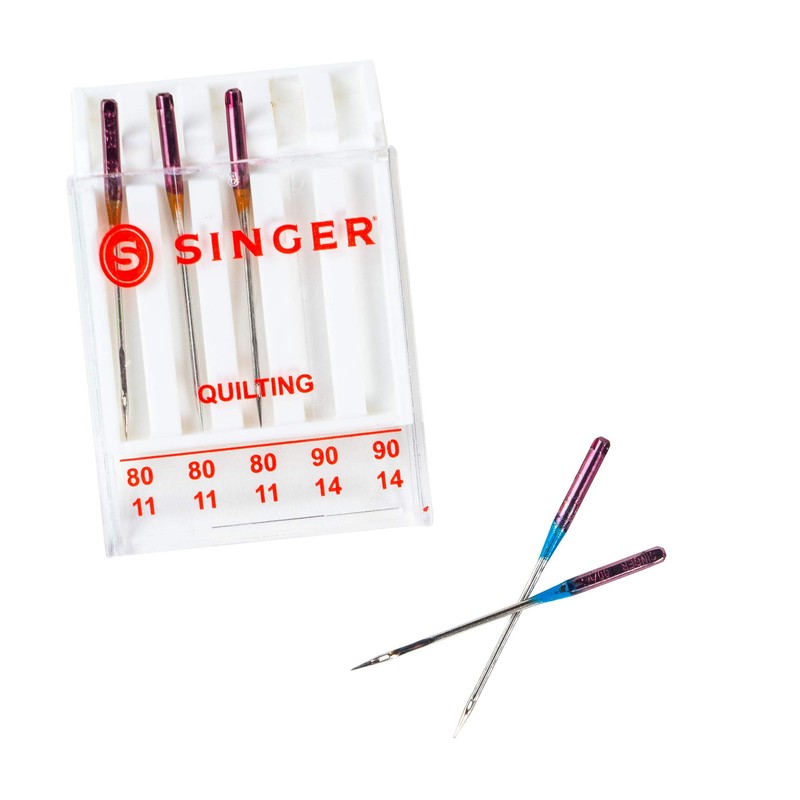 SINGER 44729 Quilting Machine Needles, Sizes 80/11 & 90/14, Multicolor
