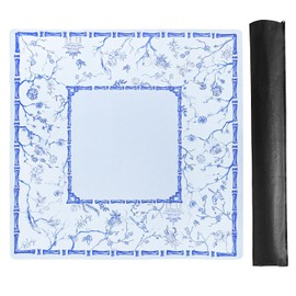 TIASUSAN Tapete grande azul para mahjong (31.5 x 31.5 pulgadas) con bolsa de transporte negra, antideslizante, cubierta de mesa que reduce el ruido para mahjong, póker, juegos de mesa, dominó y juegos de cartas