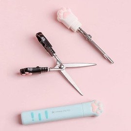 Cat Paw Scissors, Folding Pocket Scissors Small Folding Safety Scissors Multifunctional Craft Scissors, Kawaii Hand Cutters Mini Art Scissors School Stationery Cartoon Cute Mini Scissors for School