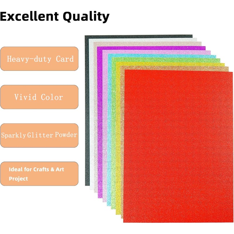 20 Sheets Gold Glitter Cardstock 8.5 x 11 Inches, Heavyweight