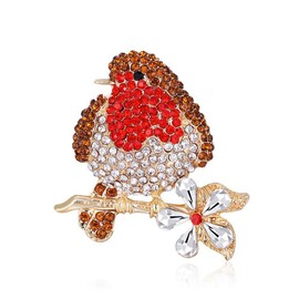 Elegant Robin Brooch with Sparkly Diamantes Mother's Day Valentine's Day A