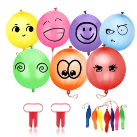 Pack of 30 Punch Balloons, 40 cm, Robust Perforated Balloons, Punch Balloons for Children, Assorted Colours, Punch Balloons with 2 Knots, for Birthday, Game, Party Accessories