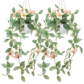 Kepfire 2Packs Faux Hanging Plants Artificial Decor Simulation Hanging Plants with Champagne Flower Samll Natural Ivy Greenery Décor Bedroom Garden Farmhouse Wall Shelf Indoor Outdoor