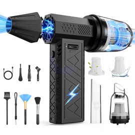 Compressed Air Duster and Vacuum 2 in 1, 180000RPM Powerful Electric Air Duster, 100-Gear Adjustable Ultra Brushless Motor, 8000mAh Rechargeable Air Blower for Computer, Electronics, Car, Home